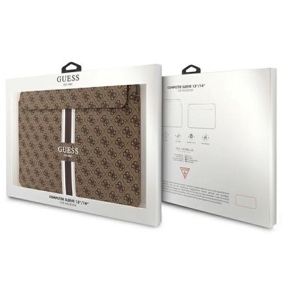 4. Guess 4G Printed Stripes Hülle für einen 14-Zoll-Laptop – Braun