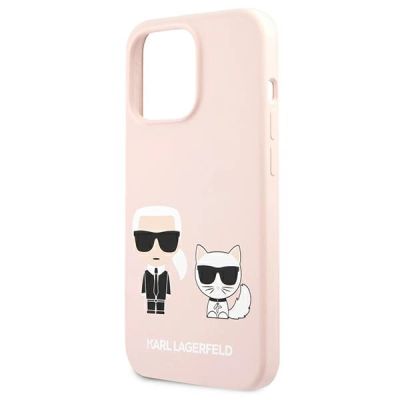 6. Karl Lagerfeld Silikon Karl&Choupette Hülle für iPhone 13 Pro / iPhone 13 - Hellrosa