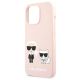 6. Karl Lagerfeld Silikon Karl&Choupette Hülle für iPhone 13 Pro / iPhone 13 - Hellrosa