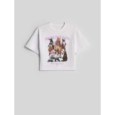 8. Mädchen-T-Shirt mit kastenförmigem Schnitt und Aufdruck 4F 4FJKAW26TTSHF4426-10S