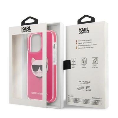 8. Karl Lagerfeld Choupette Head Hülle für iPhone 13 Pro Max – Fuchsia