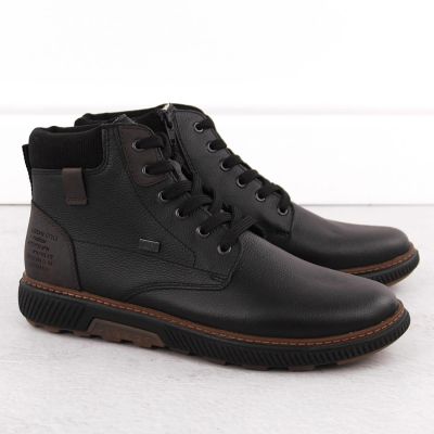 28. Gefütterte wasserdichte Herren-Lederstiefeletten in Schwarz Rieker B3343-00