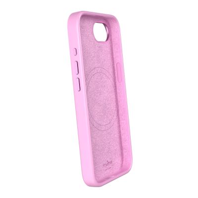 2. Puro Liquid Silicon Cover „ICON MAG PRO“ mit Magsafe, Metalltasten und Kameraring für iPhone 16E, pink