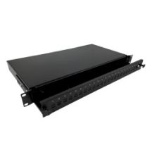 Alantec Glasfaserverteilerkasten 24xSC Simplex / 24xLC Duplex 19" 1U mit Frontplatte und Montagezubehör (Verschraubungen, Bänder), erweiterbar (FOP-1U-24SCS-C)