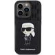 3. Karl Lagerfeld Saffiano Cardslots and Stand Monogram Ikonik Patch Hülle für iPhone 15 Pro – Schwarz