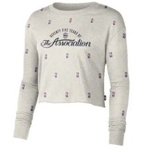 Nike NBA N31 Courtside Langarm-Crop-T-Shirt für Damen, Farbe: Birch Heather - DA6810-051