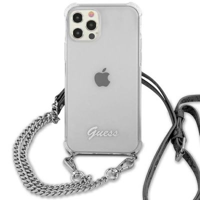 3. Guess GUHCP12MKC4GSSI iPhone 12/12 Pro 6.1" Transparente Hardcase 4G Silver Chain