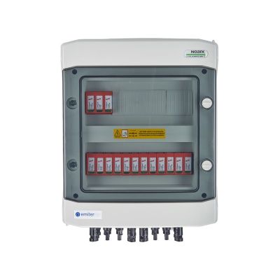 Hermetische IP65 EMITER DC-Anschlussverteileranlage mit Dehn 1000V Typ 2 DC-Überspannungsableiter, 5x PV-String, 5x MPPT