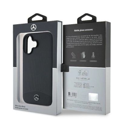 8. Mercedes MagSafe-Hülle aus strukturiertem und schlichtem Leder für iPhone 16 – Schwarz