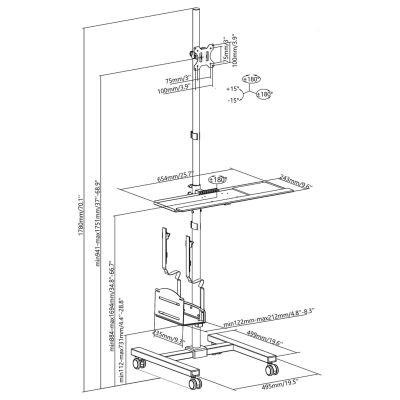 5. Maclean MC-793 Trolley, max. 17"-32", max. 20 kg, - mobile Computerstation auf Rädern