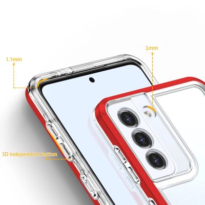 3. Klare 3in1 Hülle für Samsung Galaxy S23+ Silikonhülle mit Rahmen rot