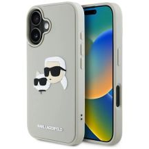 Karl Lagerfeld HC 3D Rubber Double Heads iPhone 16 Hülle - Beige