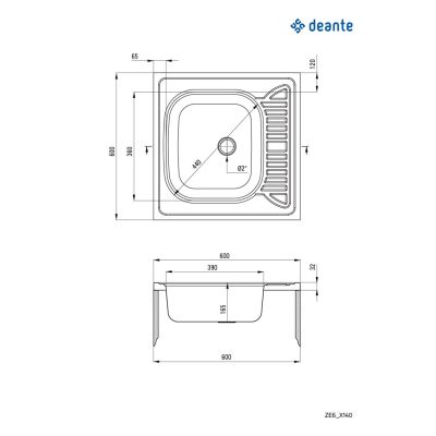 2. Deante Tango ZE60140 Edelstahlspüle 60x60 cm