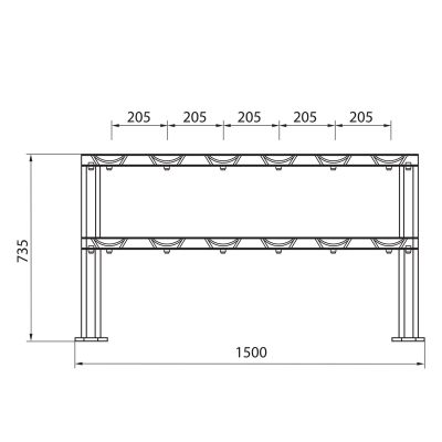 5. STR48 Doppelreihiger Hantelständer für 6 Paar, kommerziell, HMS