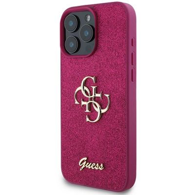 2. Guess Glitter Script Big 4G Hülle für iPhone 16 Pro – Lila