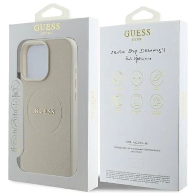 8. Guess Grained Gold Ring MagSafe Case für iPhone 16 Pro Max - Beige