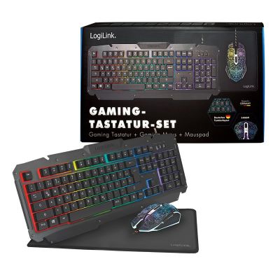 10. LogiLink ID0185 Gaming-Tastatur und Maus inklusive USB-QWERTZ-Tastatur (Englisch, Schwarz)