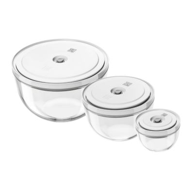 2. Set aus 3 Glas-Vakuumschüsseln mit Deckel