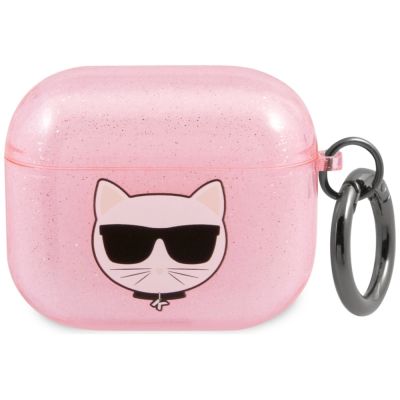 Karl Lagerfeld Glitter Choupette Case für AirPods 3 – Rosa