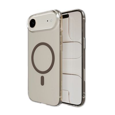 4. Puro Lite Mag TPU+PC Hülle kompatibel mit MagSafe für iPhone 17 Air - Transparent mit braunem Ring