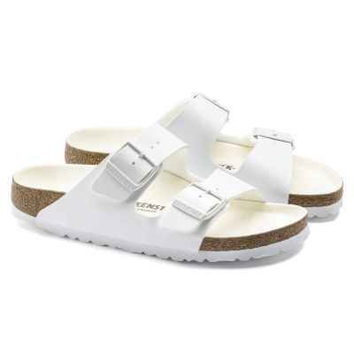 5. Birkenstock Arizona Birko-Flor Regular Damen/Herren Slides für breite Füße für den Sommer, Weiß (1019061)