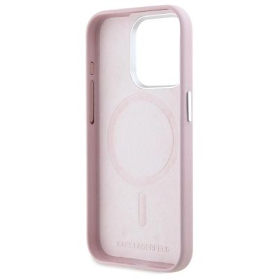 7. Karl Lagerfeld FW Metal Plate MagSafe Hülle für iPhone 15 Pro – Rosa