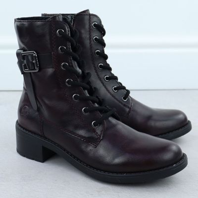 6. Damen-Ankle-Boots in Burgunderrot mit Schnalle, Rieker 75431-35