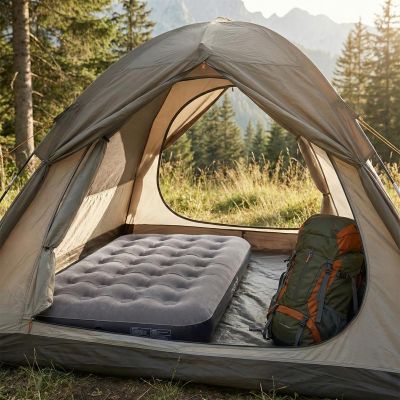 4. Beflockte Matratze für 1 Person, Grau, 191 x 99 x 22 cm, 24638