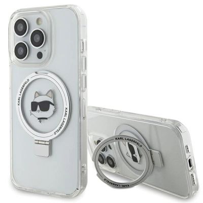 Karl Lagerfeld KLHMP15LHMRSCHH iPhone 15 Pro 6,1" weiß/weiß Hardcase Ring Stand Choupette Head MagSafe