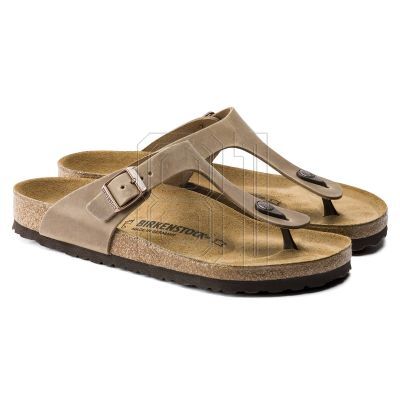 Birkenstock Gizeh Oiled Leather Tobacco Brown Regular Wide Damen Flip-Flops (0943811)
