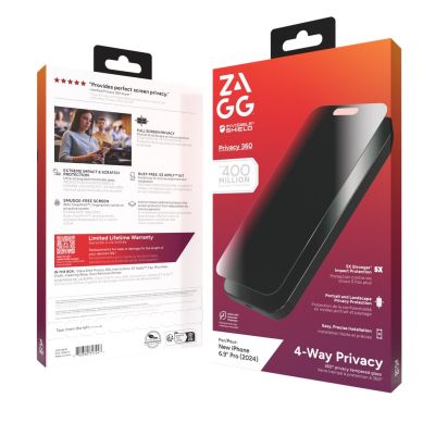 5. ZAGG InvisibleShield Glass Elite Privacy 360 - Sichtschutzglas für iPhone 16 Pro Max (4-seitig)