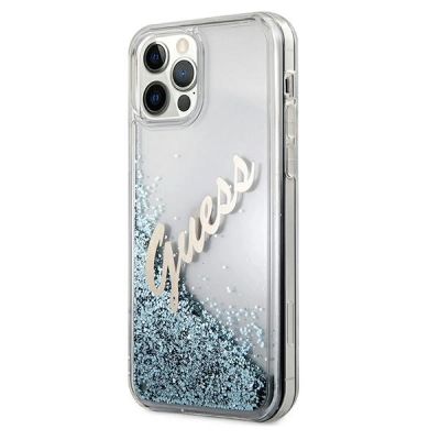 2. Guess GUHCP12LGLVSBL iPhone 12 Pro Max 6,7" Blau/Blau Hardcase Glitter Vintage Script