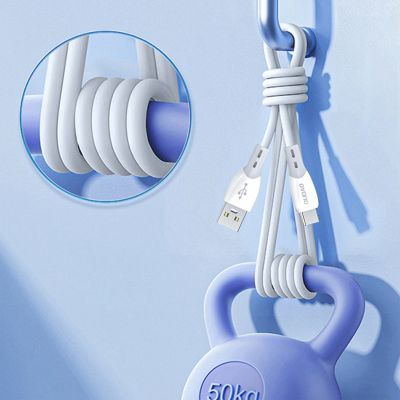 7. Dudao L25ST 5 A USB-A-auf-USB-C-Kabel mit weichem Silikongeflecht, 1 m – Weiß