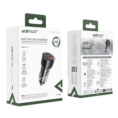 4. Acefast B12 Autoladegerät 60W USB-A / USB-C - Schwarz