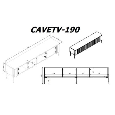 4. TV-Schrank VERA 190x40x50 schwarz matt