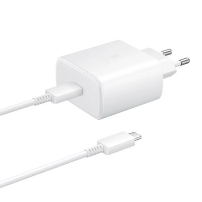 Samsung EP-TA845EWE 45W Wandladegerät mit USB-C-Kabel Samsung EP-DW767JWE 45W 1,8m (OOB Bulk - Ersatzverpackung) - weiß