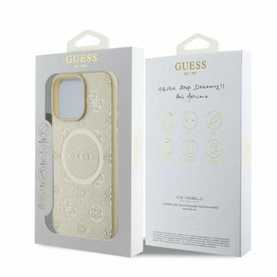 4. Guess Saffiano Peony Classic Logo MagSafe Hülle für iPhone 16 Pro - Gold