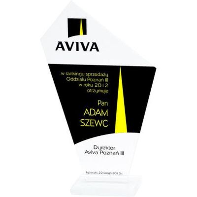 8. Gravierte Glastrophäe + Farbfüllung
