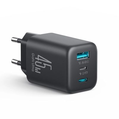 3. Joyroom JR-TO1 GaN 45 USB-C Lightning USB-A Wandladegerät – Schwarz