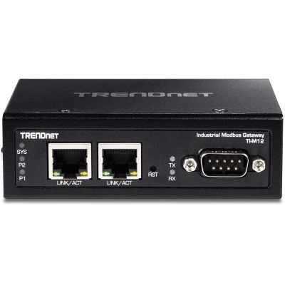 4. TRENDnet TI-M12 Industrie-Gateway – 100-Mbit/s-LAN, RS-232, RS-485, Modbus, RS-442 – DC – Wand-/DIN-Schienenmontage – TAA-konform