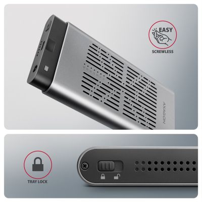 9. Axagon EEM2-20GD Festplatten-Dockingstation USB 3.2 Gen 2 (3.1 Gen 2) Typ-C Schwarz, Grau