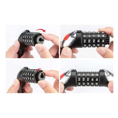 7. Rockbros RKS531 Fahrradschloss – Stahlseil, 5-stelliger Code + LED, 180 cm