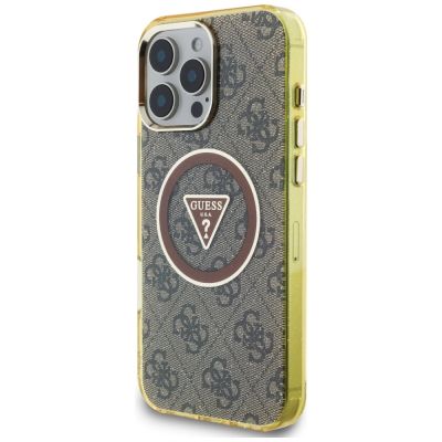 2. Guess IML Metal Glitter 4G Circle Triangle MagSafe Case für iPhone 16 Pro - Braun