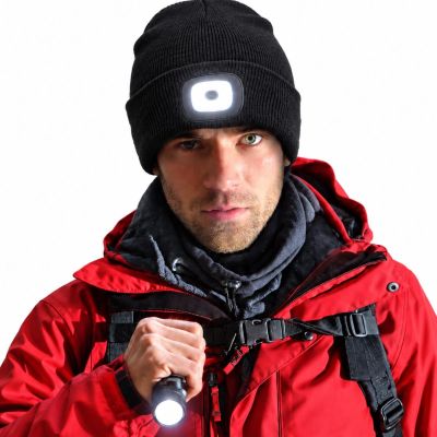 6. SCHWARZE MÜTZE MIT 4-LED-STIRNLAMPE 120 LM, 3 LEUCHTMODI, FÜR TOURISMUS