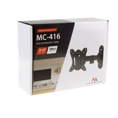 3. MACLEAN Wandhalterung für Fernseher oder Monitor, max. VESA 100x100, 13-32", 30 kg, Schwarz, MC-416