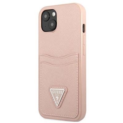 2. Guess GUHCP13SPSATPP iPhone 13 mini 5,4 "rosa / rosa Hardcase SaffianoTriangle Logo Cardslot