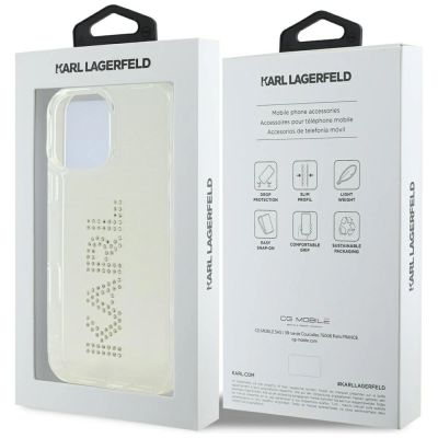 8. Karl Lagerfeld IML Strass Logo iPhone 16 Pro Hülle - Transparent