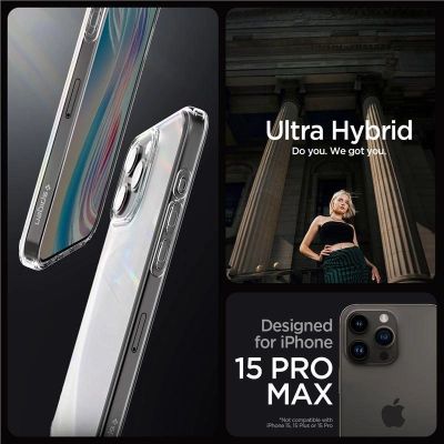 Spigen Ultra Hybrid-Hülle für iPhone 15 Pro Max – transparent und matt