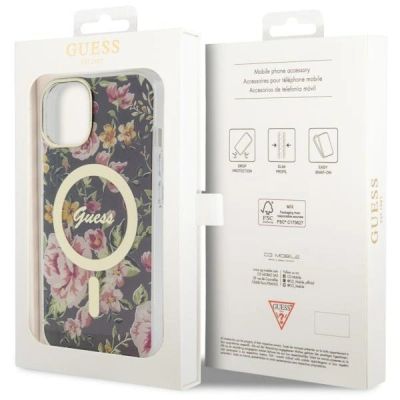 10. Guess GUHMP14MHCFWSK iPhone 14 Plus 6,7" schwarz/schwarz Hardcase Flower MagSafe