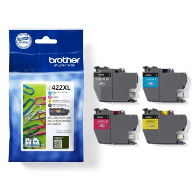 3. Brother LC-422XLVAL Tintenpatronen, 4 Stück, Original Schwarz, Cyan, Magenta, Gelb